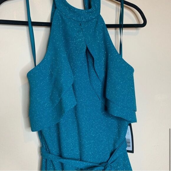 BEBE • DOUBLE RUFFLE HALTER NECK GOWN - Picture 9 of 10